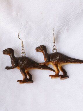 Brown T-Rex Dinosaur Statement Earrings